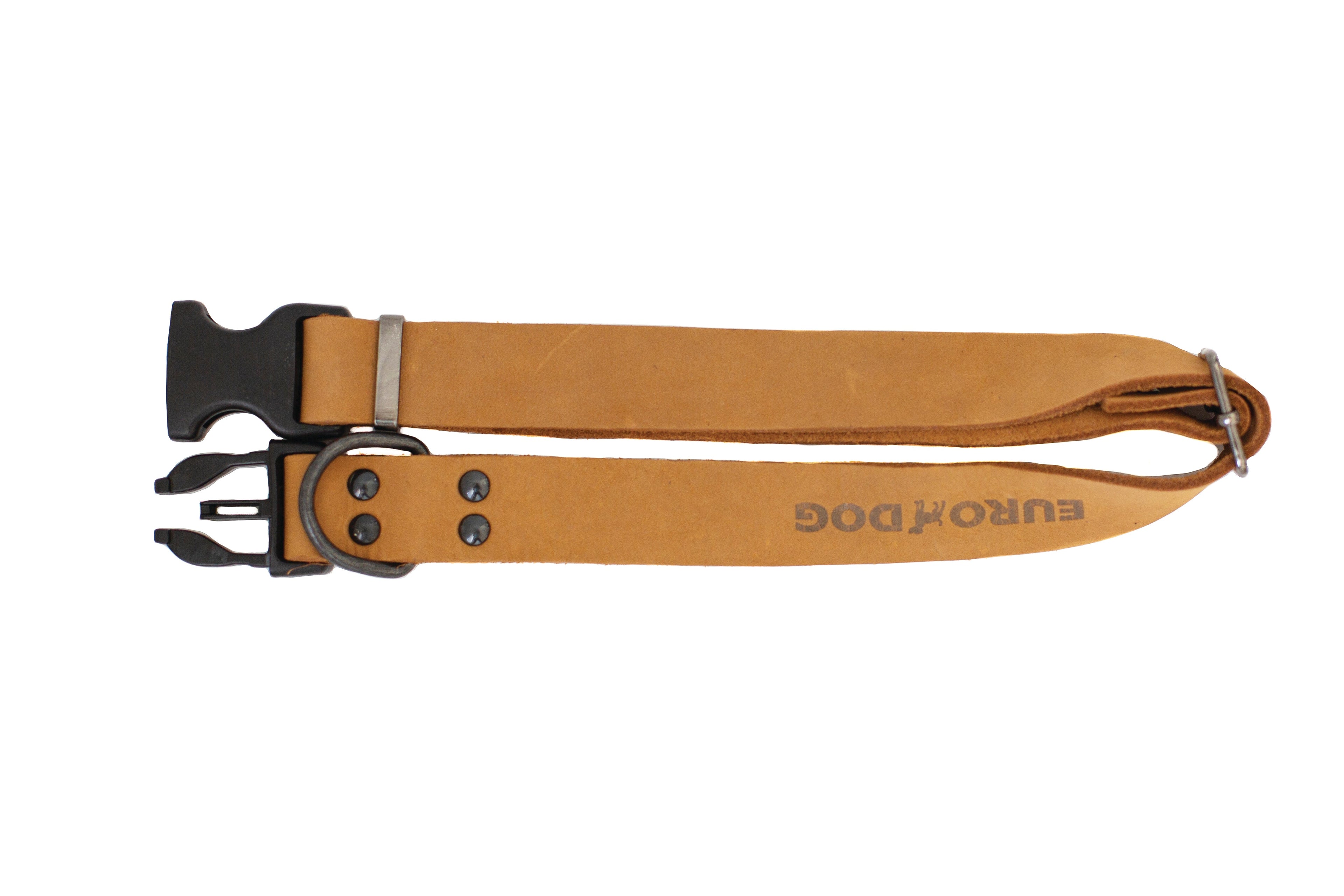 Sport Style Leather Dog Collar – Khaki