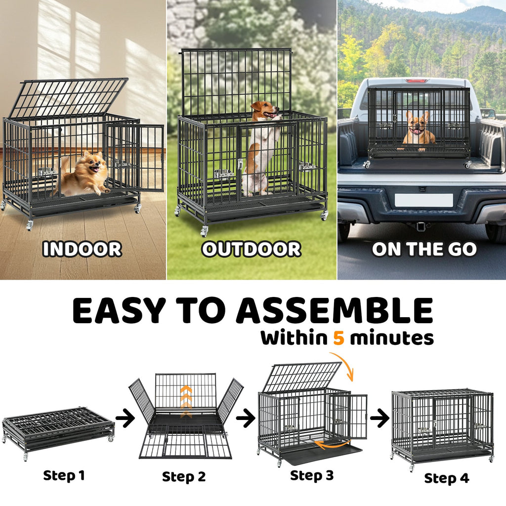 Heavy-Duty Stackable Dog Crate – 37 Inch