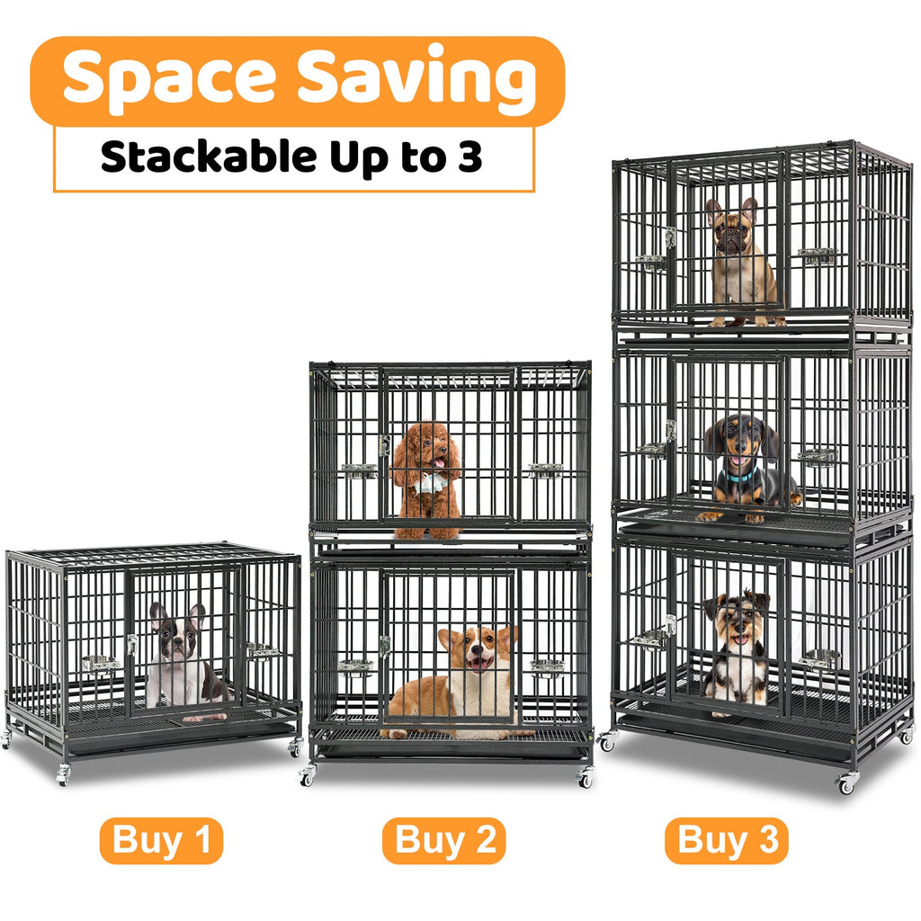 Heavy-Duty Stackable Dog Crate – 37 Inch