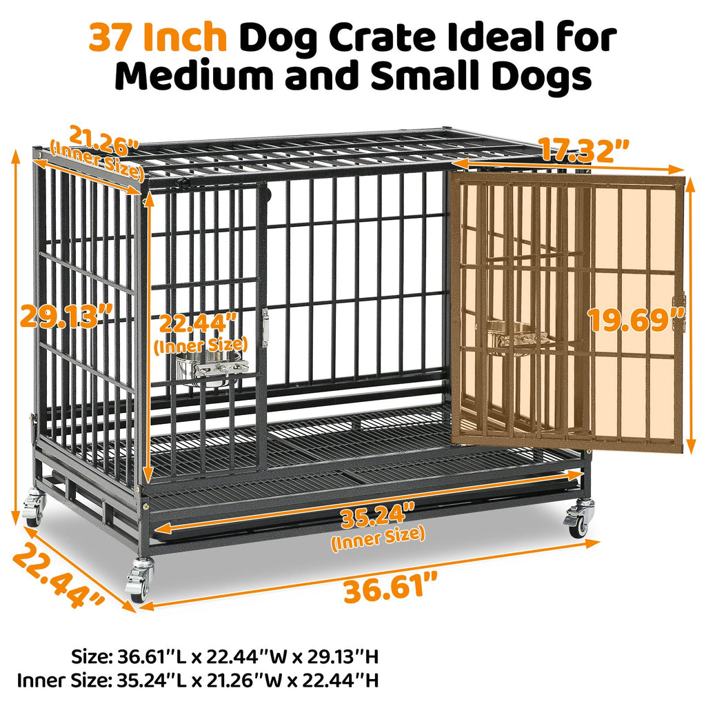Heavy-Duty Stackable Dog Crate – 37 Inch