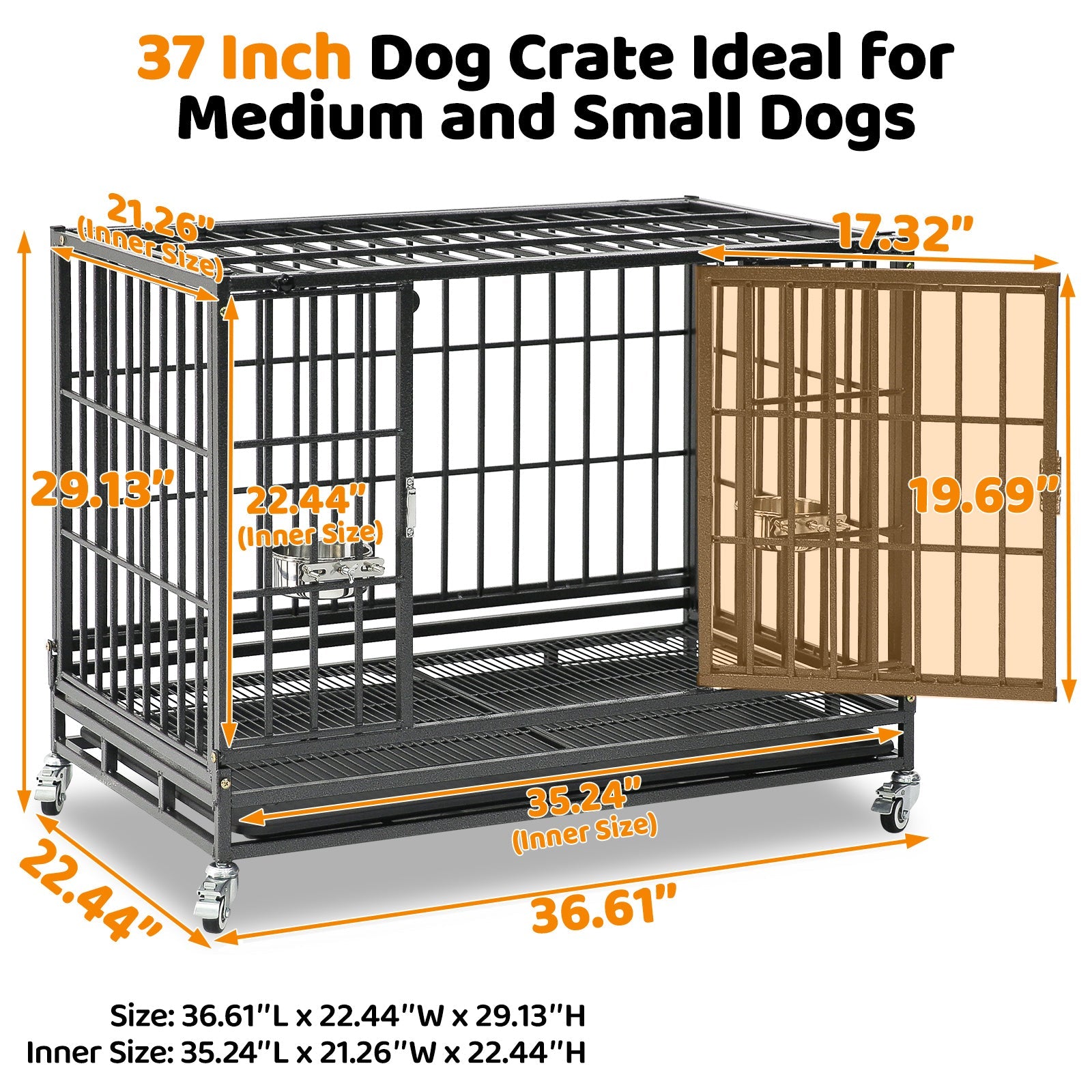 Heavy-Duty Stackable Dog Crate – 37 Inch