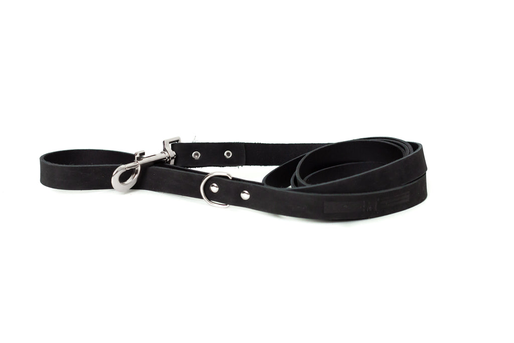 Modern Leather Dog Leash – Midnight Black