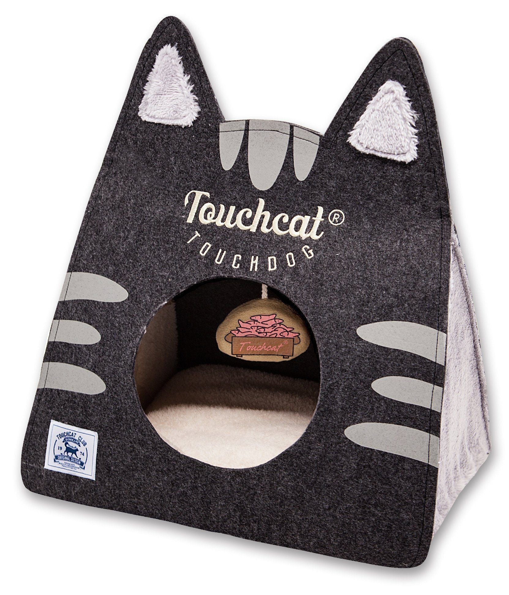 Touchcat Kitty Ears Folding Travel Cat Bed with Teaser Toy