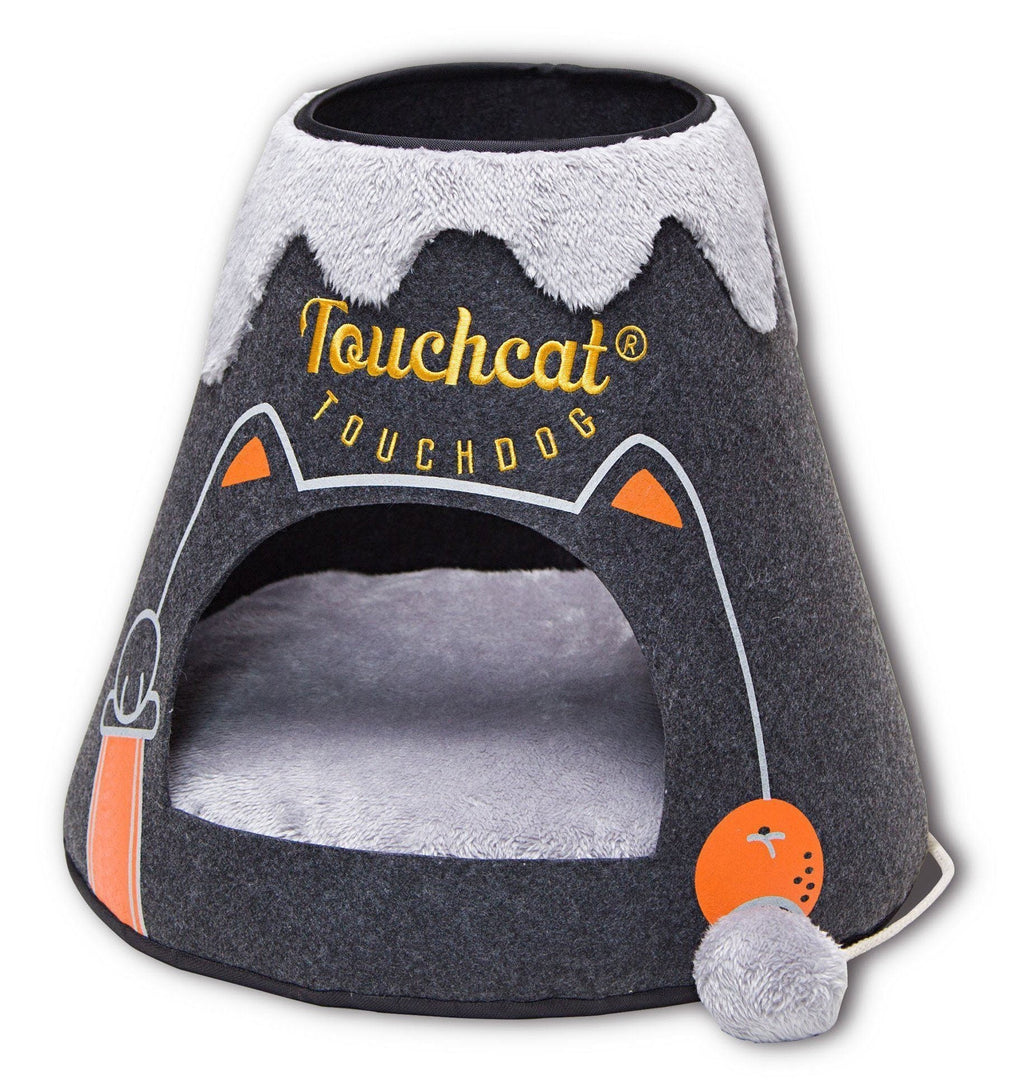 Touchcat Molten Lava Triangular Cat Bed with Teaser Toy
