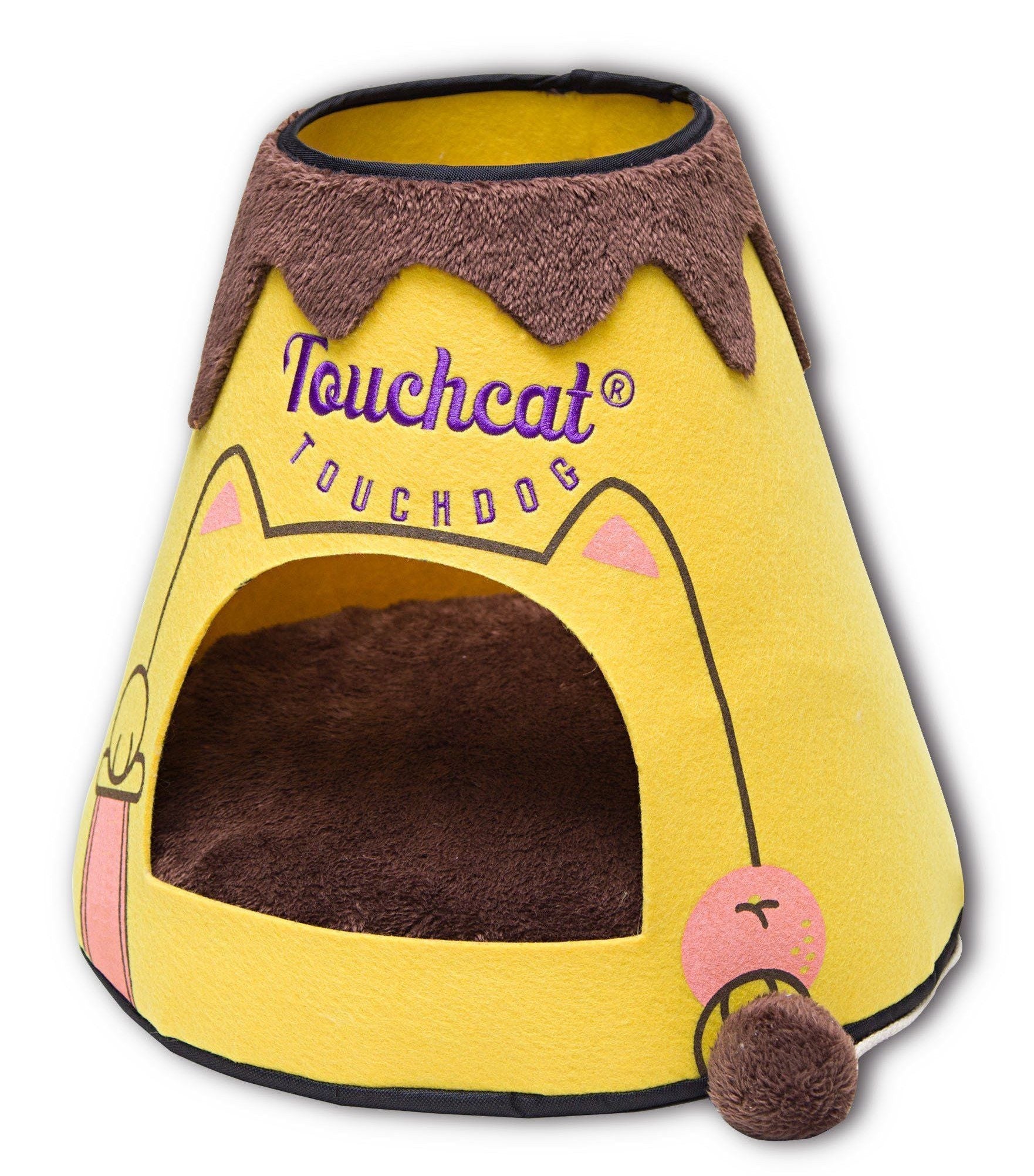 Touchcat Molten Lava Triangular Cat Bed with Teaser Toy