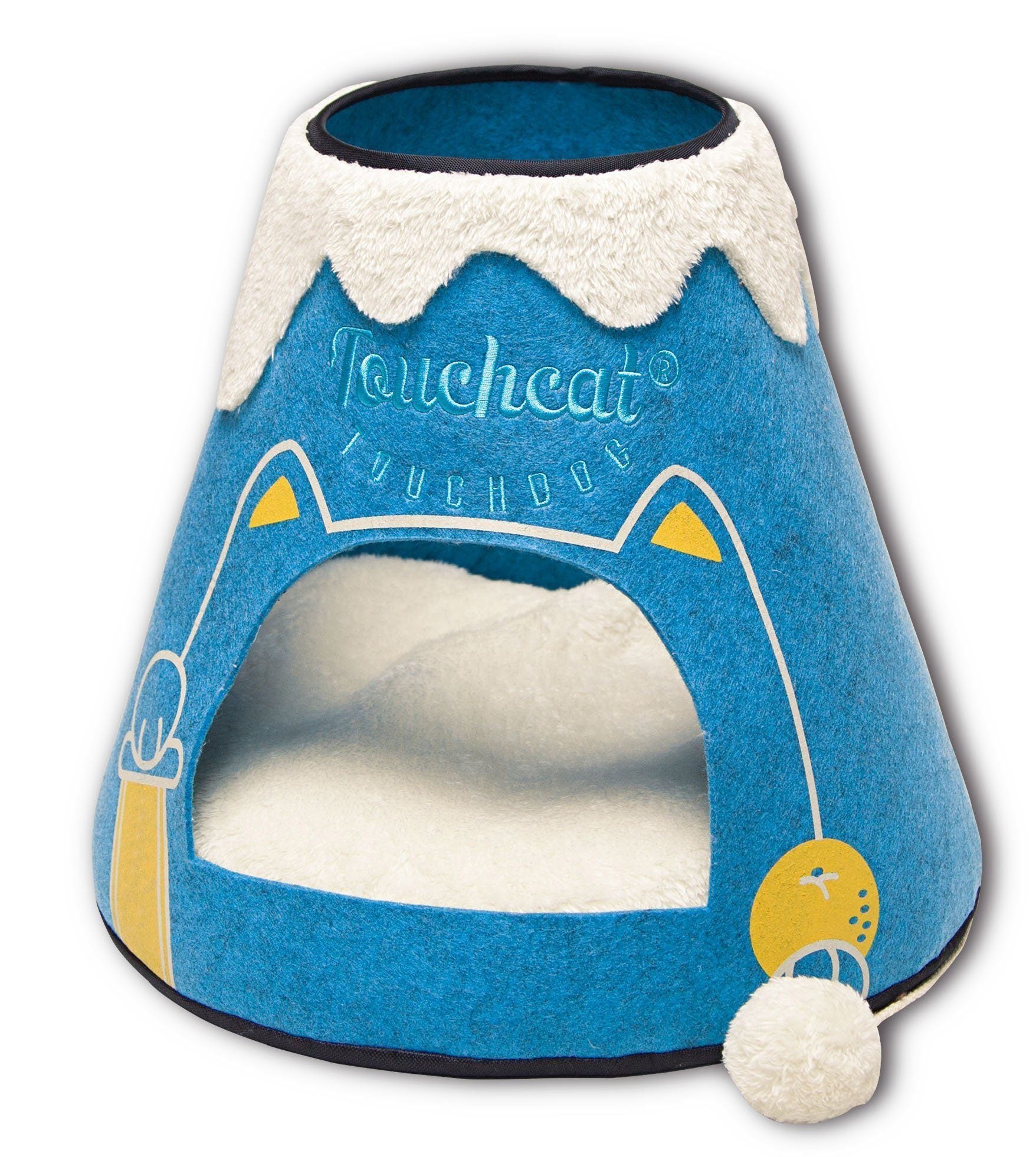 Touchcat Molten Lava Triangular Cat Bed with Teaser Toy